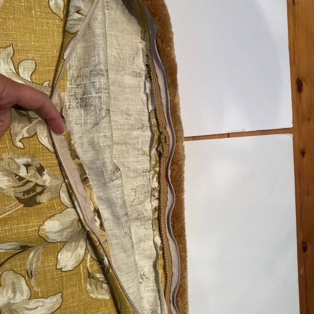Custom Made Pillow Cover with trim and a zipper. Width 30” Depth 15”